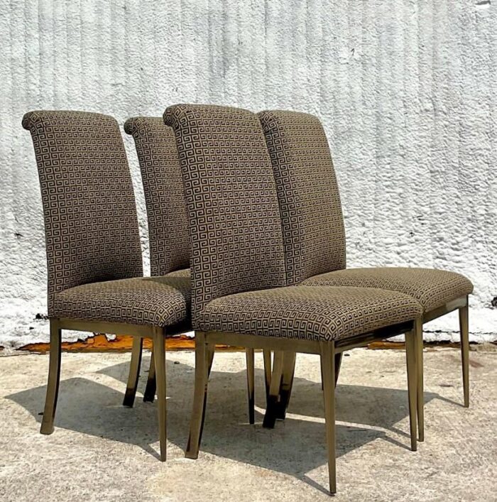 late 20th century vintage contemporary dia burnished brass dining chairs set of 4 6793 scaled