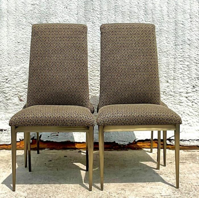 late 20th century vintage contemporary dia burnished brass dining chairs set of 4 8777 scaled