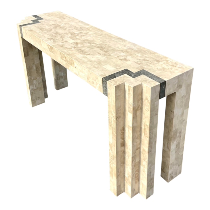 late 20th century vintage contemporary tessellated stone skyscraper table 9848