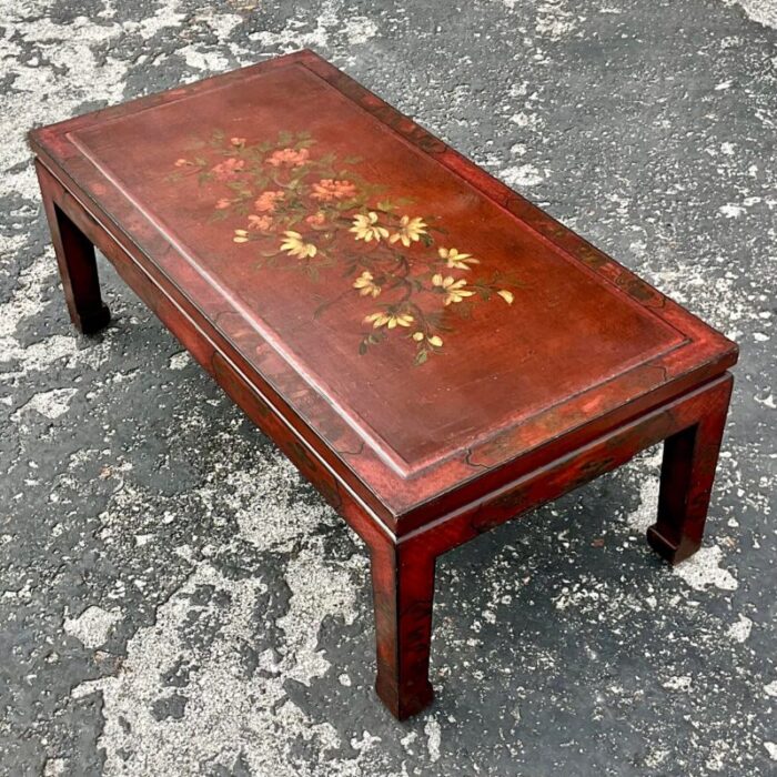 late 20th century vintage regency hand painted lacquered coffee table 5206