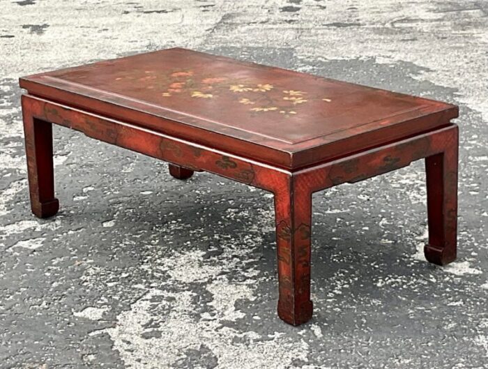 late 20th century vintage regency hand painted lacquered coffee table 6253