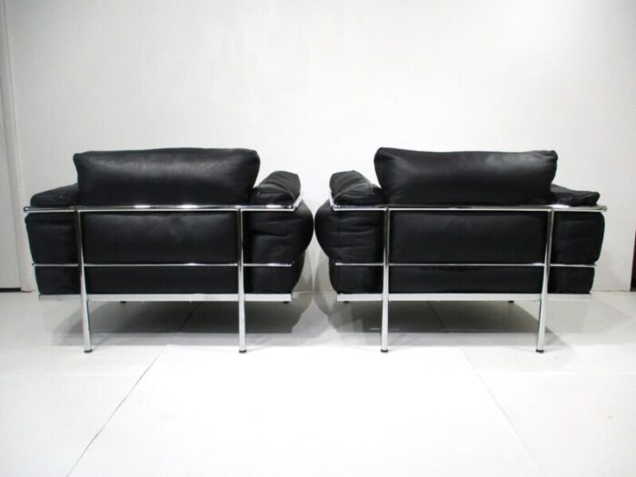 le corbusier lc 3 styled grand comfort leather lounge chairs 1462