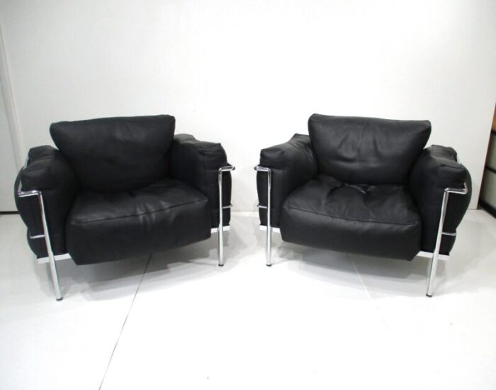 le corbusier lc 3 styled grand comfort leather lounge chairs 3014