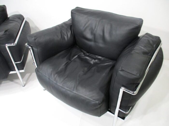 le corbusier lc 3 styled grand comfort leather lounge chairs 8415