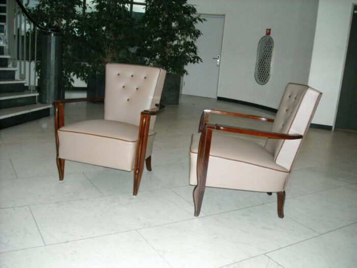 leather and rosewood armchairs 1940s set of 2 11