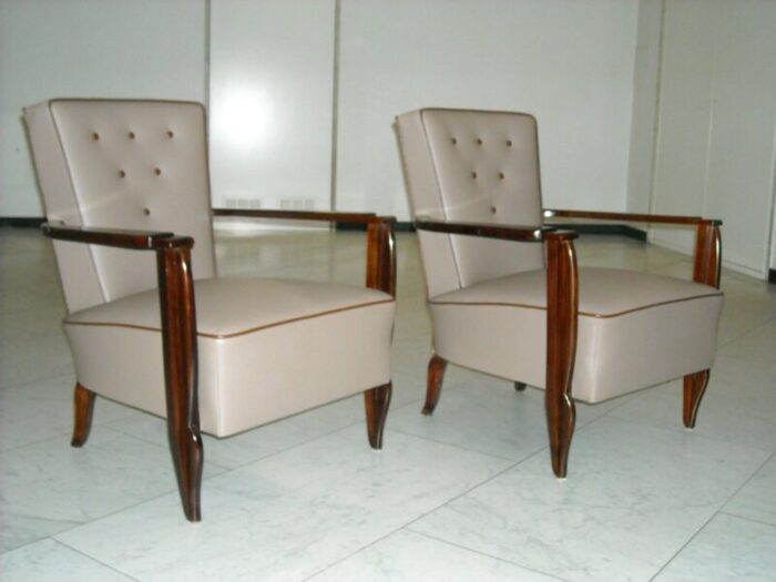 leather and rosewood armchairs 1940s set of 2 13