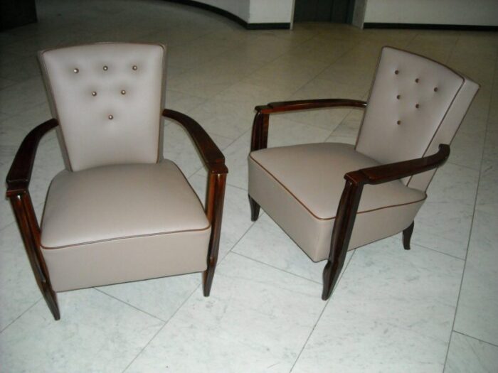 leather and rosewood armchairs 1940s set of 2 4