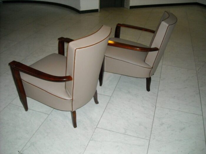 leather and rosewood armchairs 1940s set of 2 7