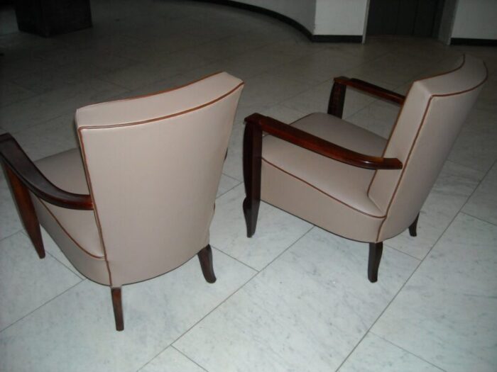 leather and rosewood armchairs 1940s set of 2 8