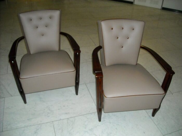 leather and rosewood armchairs 1940s set of 2 9