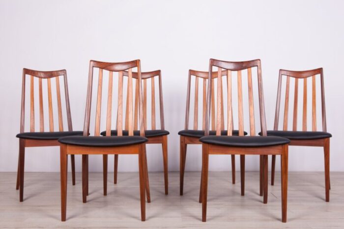 leather and teak dining chairs by leslie dandy for g plan 1960s set of 6 2