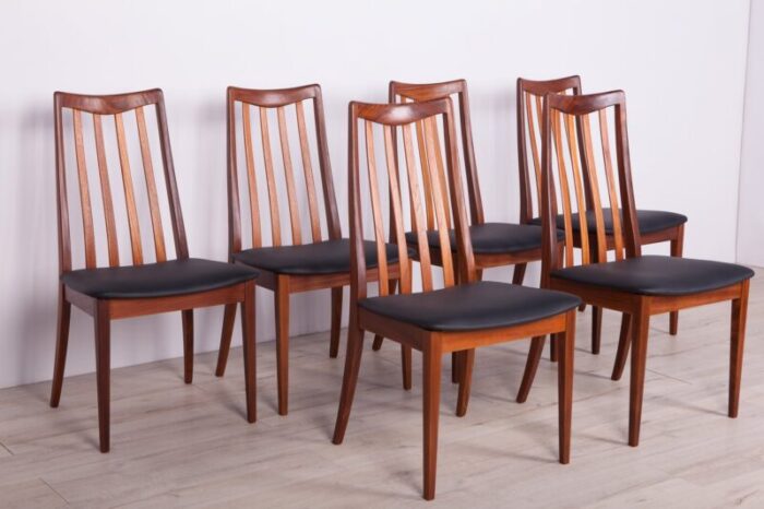 leather and teak dining chairs by leslie dandy for g plan 1960s set of 6 3