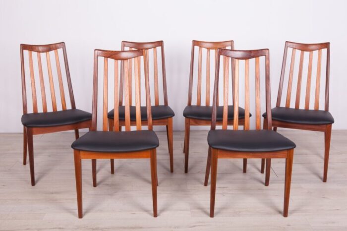 leather and teak dining chairs by leslie dandy for g plan 1960s set of 6 7