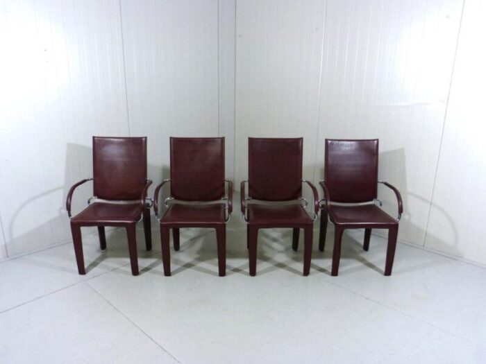 leather arcadia dining chairs from arper italy 1980s set of 4 1679