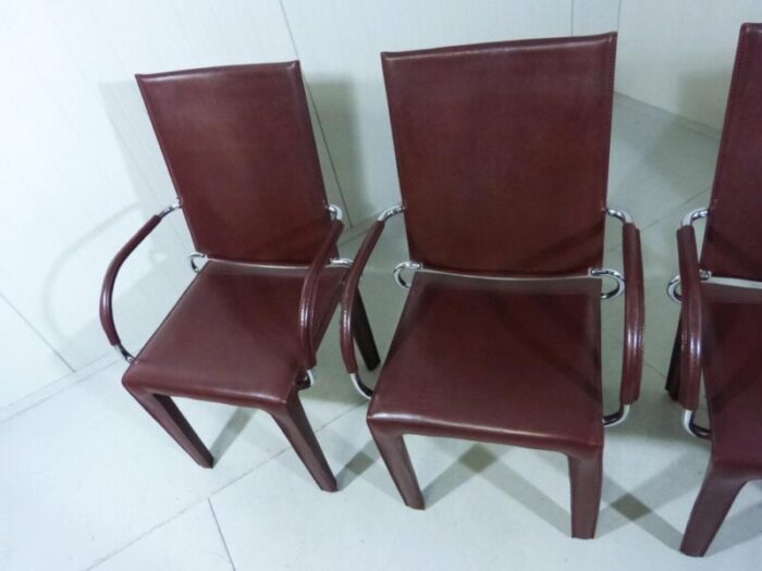 leather arcadia dining chairs from arper italy 1980s set of 4 1974