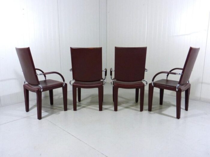 leather arcadia dining chairs from arper italy 1980s set of 4 3159