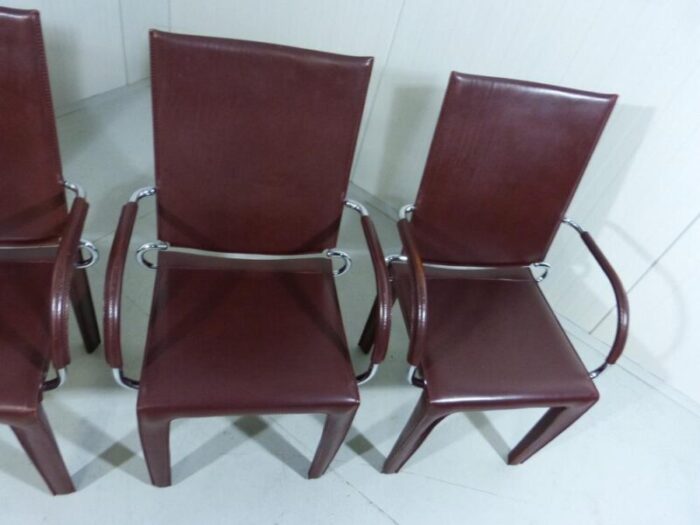 leather arcadia dining chairs from arper italy 1980s set of 4 3486