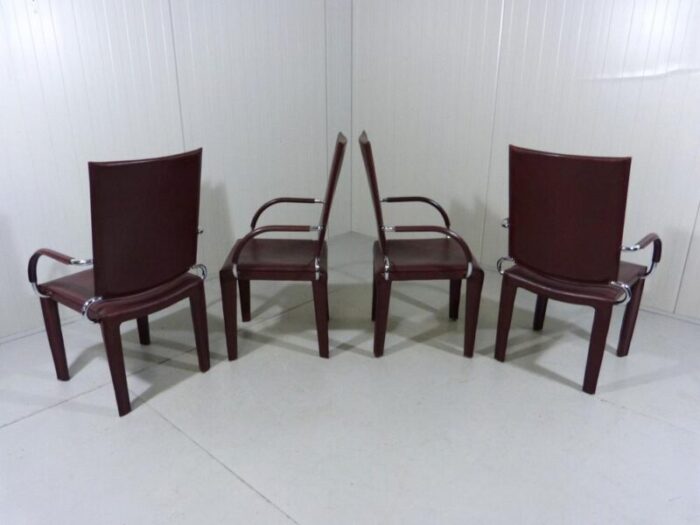 leather arcadia dining chairs from arper italy 1980s set of 4 5939