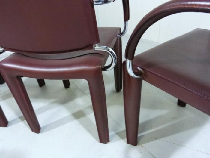 leather arcadia dining chairs from arper italy 1980s set of 4 6167