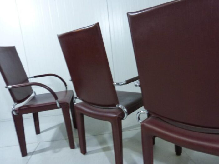 leather arcadia dining chairs from arper italy 1980s set of 4 6900