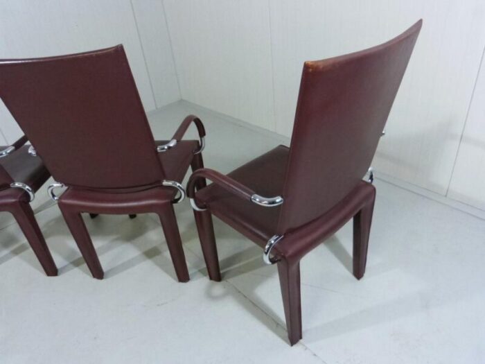 leather arcadia dining chairs from arper italy 1980s set of 4 8036