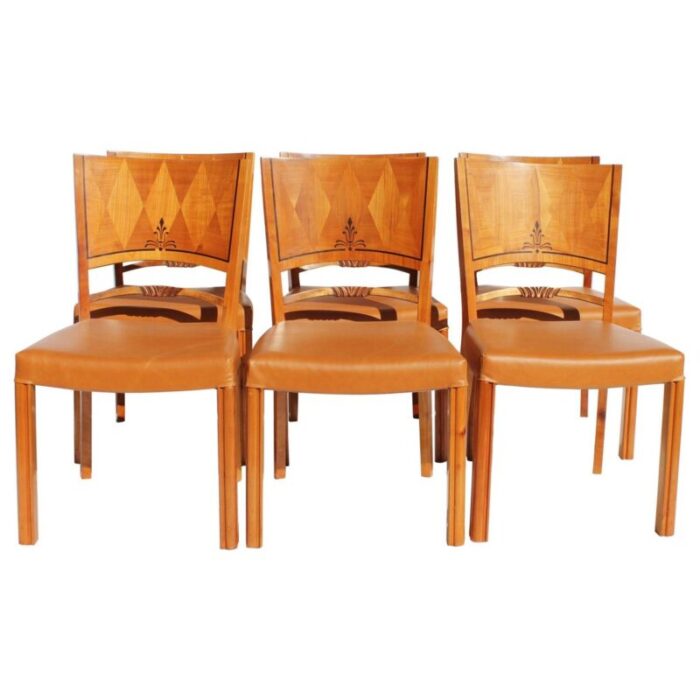 leather dining chairs 1950s set of 6 1