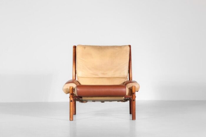 leather easy chair model inca by arne norell for ab norell 1960s 3