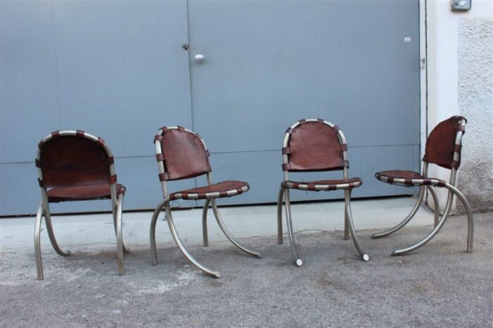 leather metal model medusa lounge chairs by bazzani for studio tetrark 1950s set of 4 9