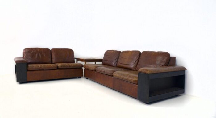 leather sofas 1960s set of 2 1