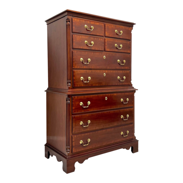 lexington banded mahogany chippendale chest on chest 3262