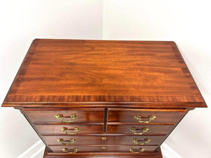 lexington banded mahogany chippendale chest on chest 9115