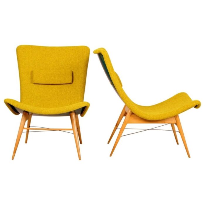 lounge chairs by miroslav navratil for cesky nabytek 1959 set of 2 1