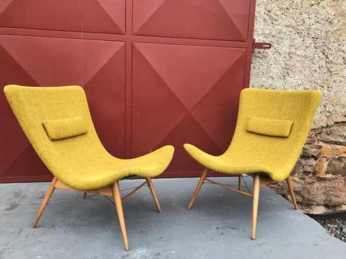 lounge chairs by miroslav navratil for cesky nabytek 1959 set of 2 2