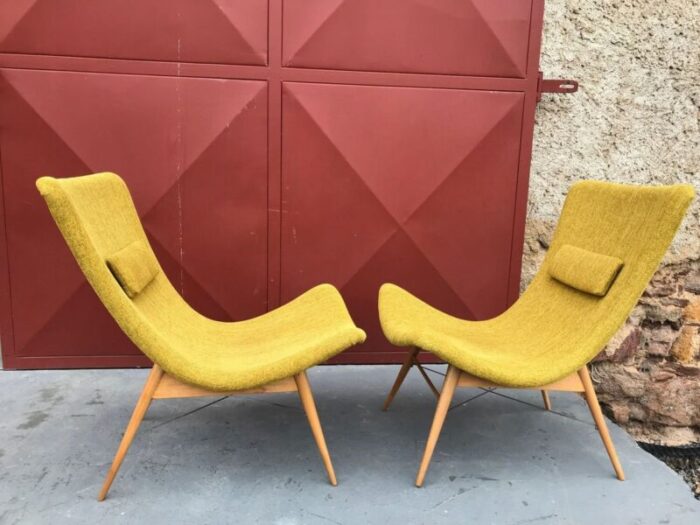 lounge chairs by miroslav navratil for cesky nabytek 1959 set of 2 7