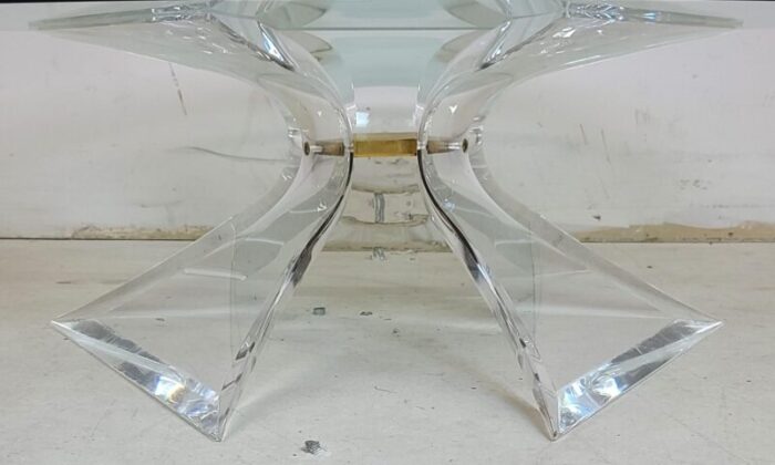 lucite coffee table base by lion in frost 7359