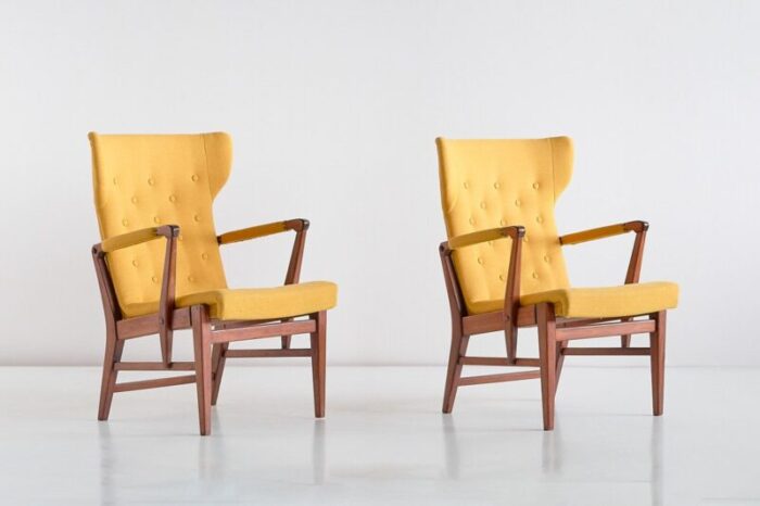 mahogany armchairs by bertil soederberg for nordiska kompaniet 1940s set of 2 3