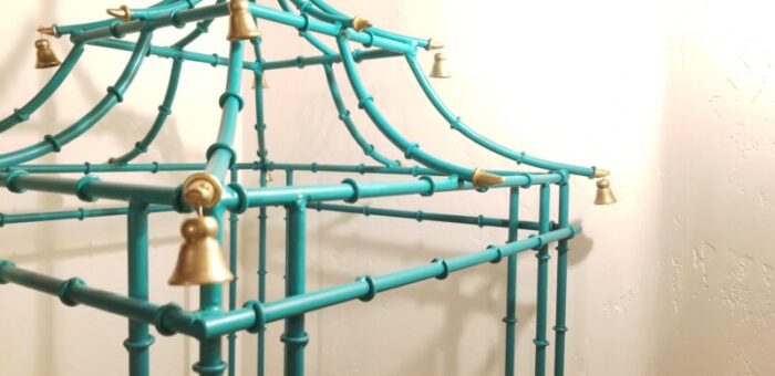 malachite 7ft pagoda bamboo form monumental mid century etagere 4265