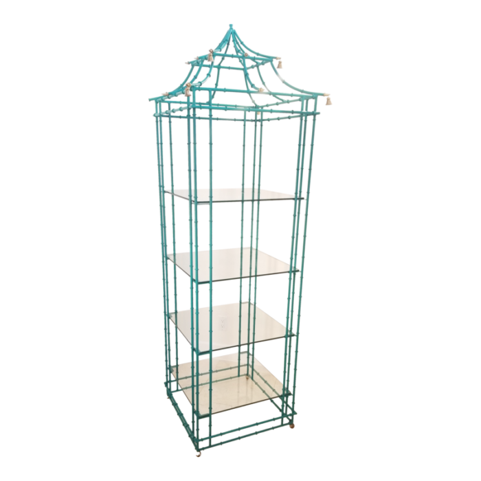 malachite 7ft pagoda bamboo form monumental mid century etagere 5738