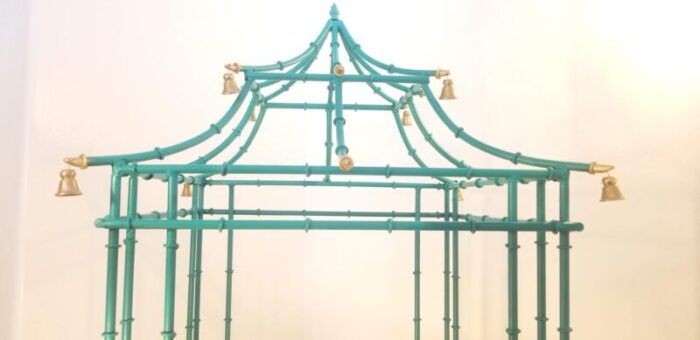 malachite 7ft pagoda bamboo form monumental mid century etagere 8824