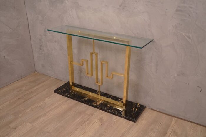 marble brass glass console table 1980s 7