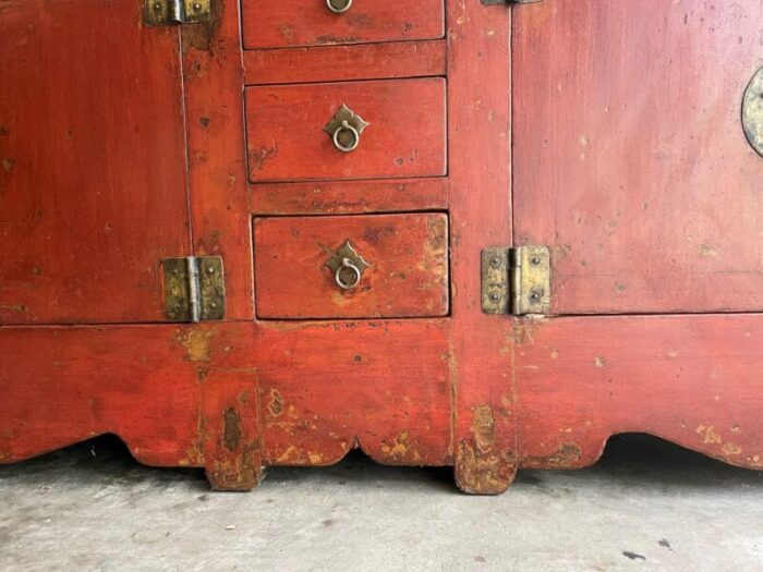 mid 19th century chinese antique red sideboard 6177