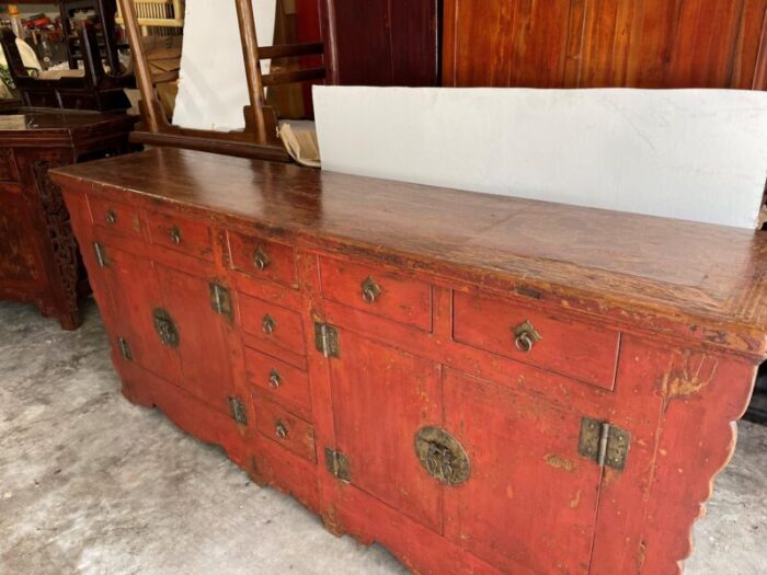 mid 19th century chinese antique red sideboard 8237