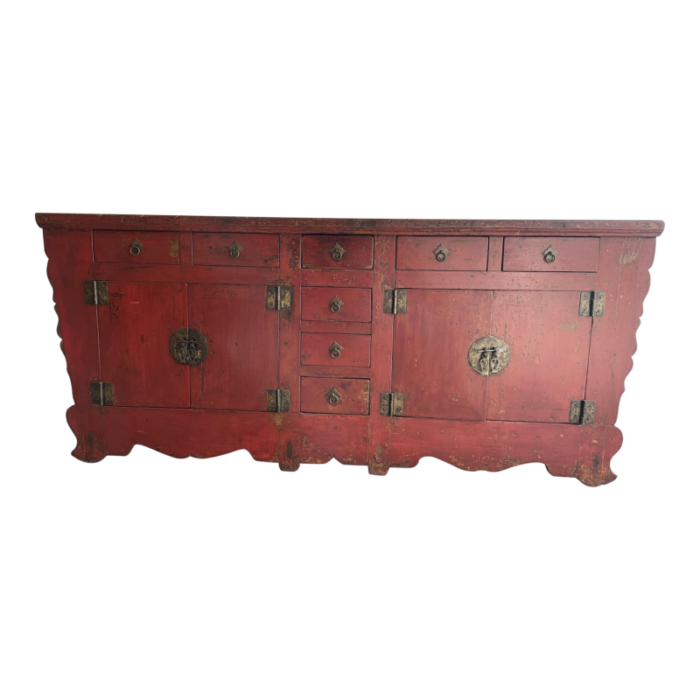 mid 19th century chinese antique red sideboard 9973