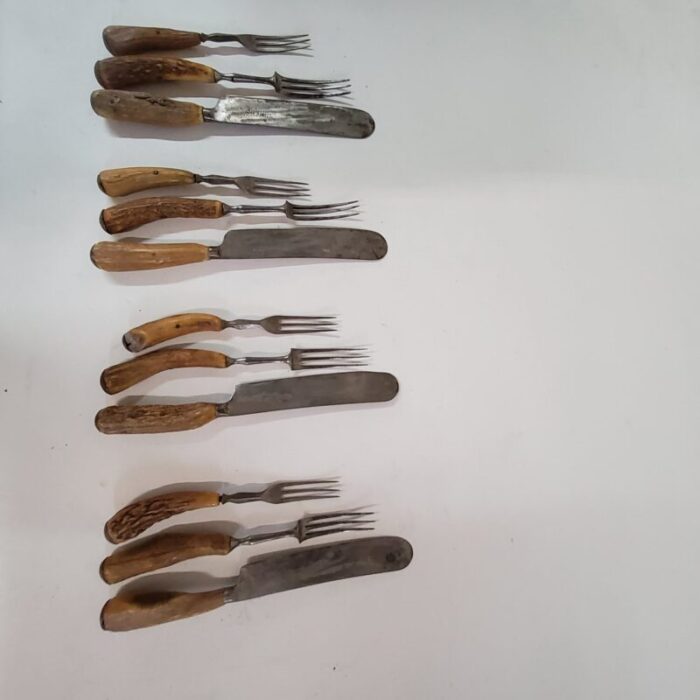 mid 19th century civil war era corsan denton and burdekin antler handle table knives and forks 12 pieces 1393