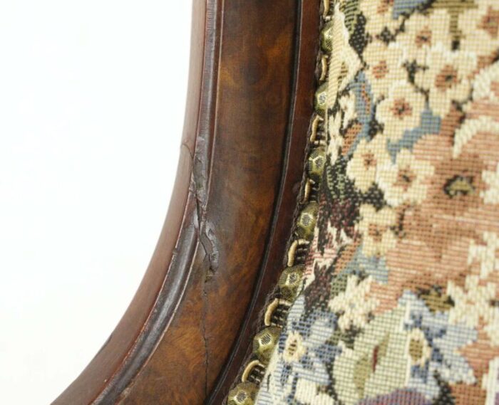 mid 20th century antique victorian mahogany floral print chair with front casters 6401