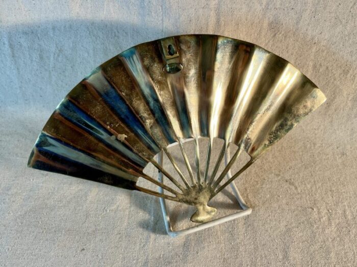 mid 20th century decorative brass wall fan with phoenix imagery 3798