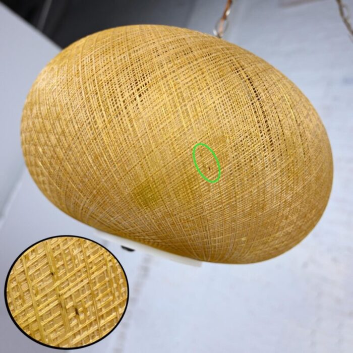 mid 20th century mcm gold spun fiberglass string swag pendant hanging light fixture or lamp 6840