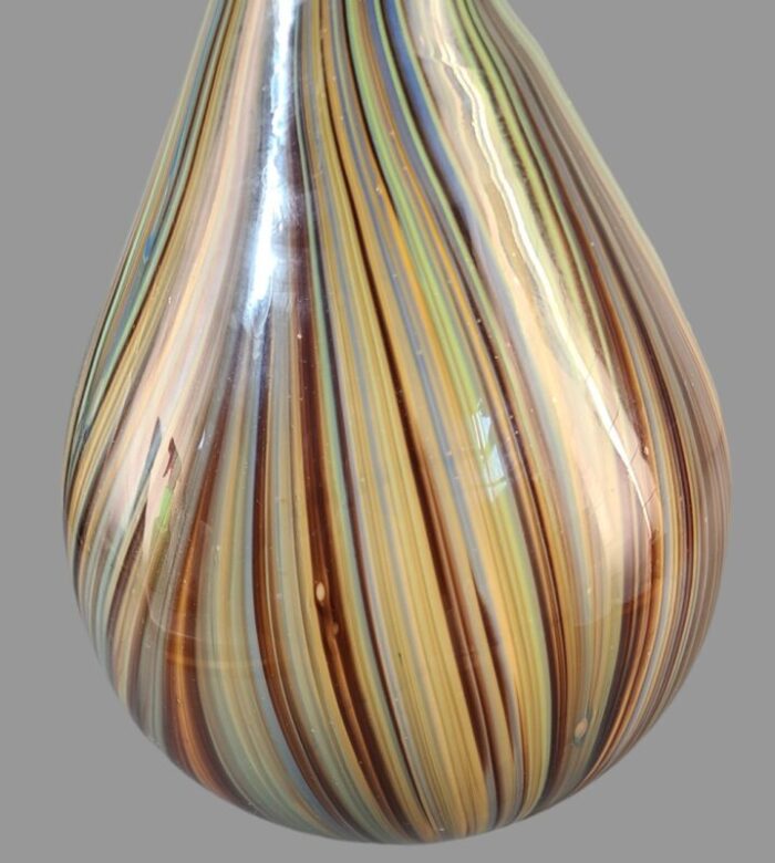 mid 20th century murano style hand blown cashed studio art glass pear shaped multi color vase 7414