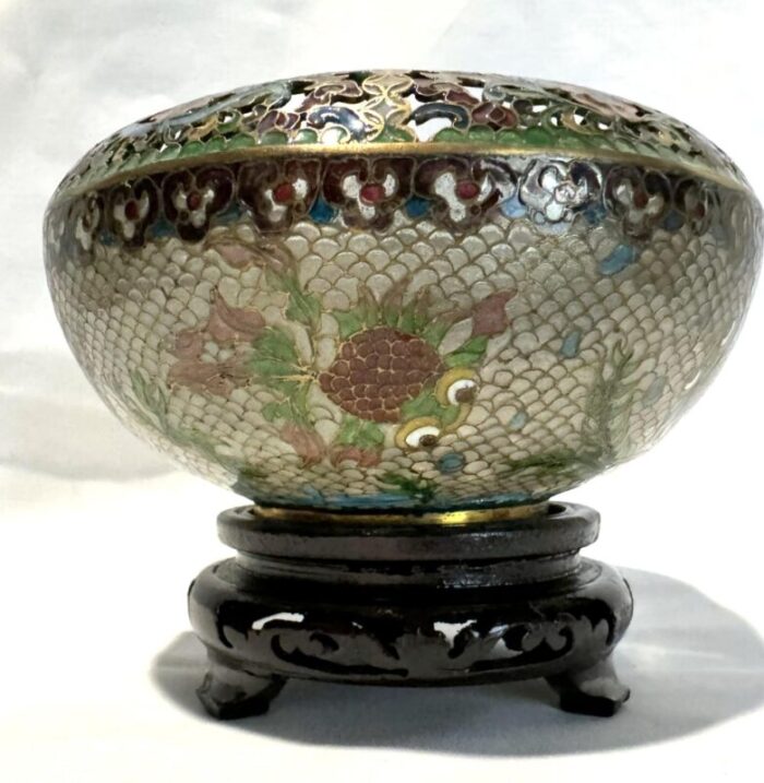 mid 20th century plique a jour chinese bowl 2885