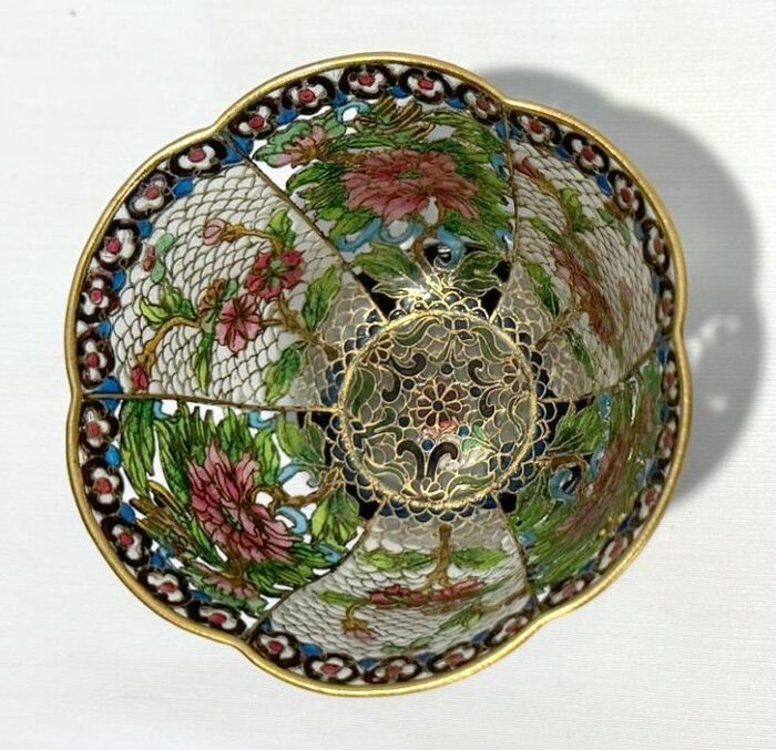 mid 20th century plique a jour chinese bowl 8421